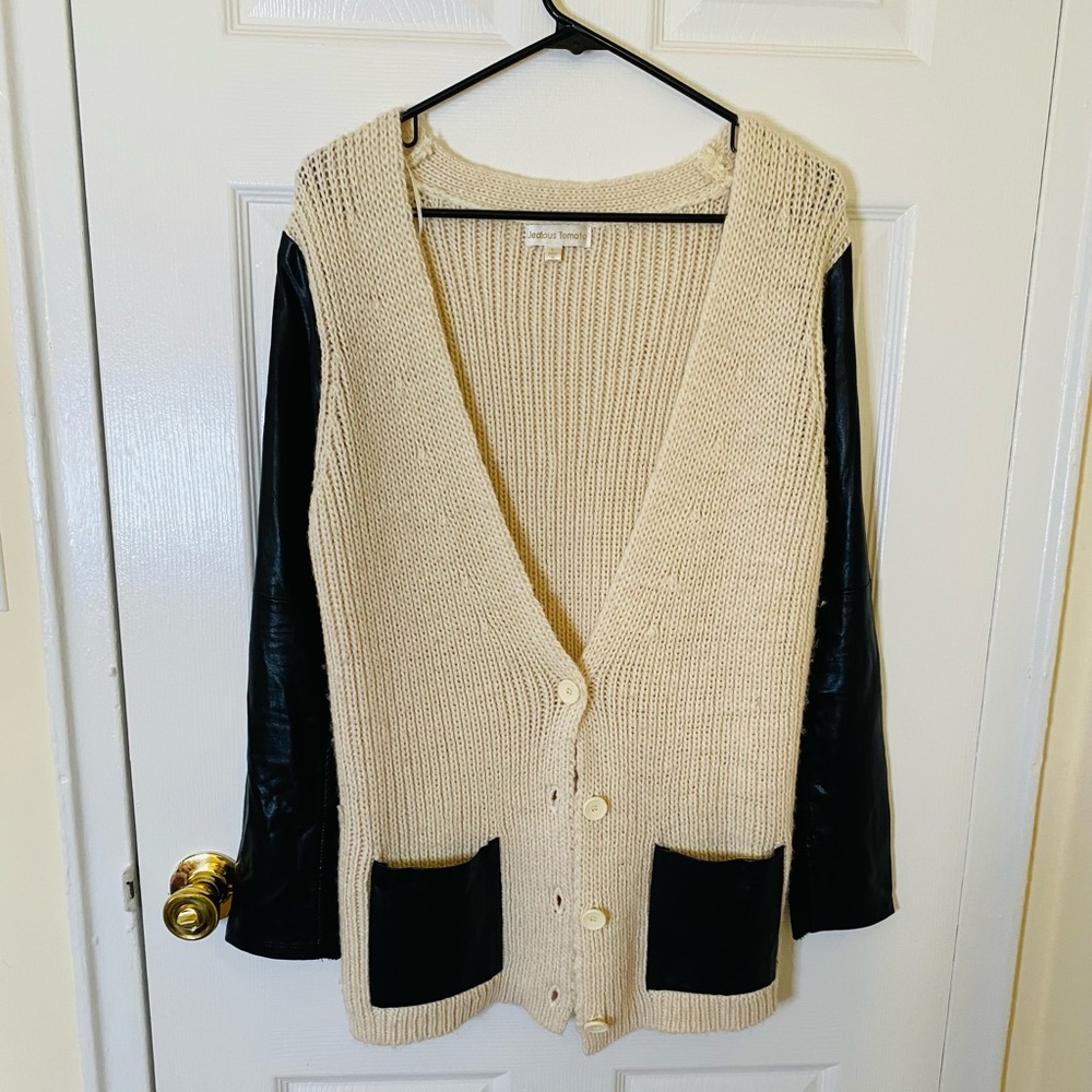 Jealous Tomato Large Tan and Black Cardigan